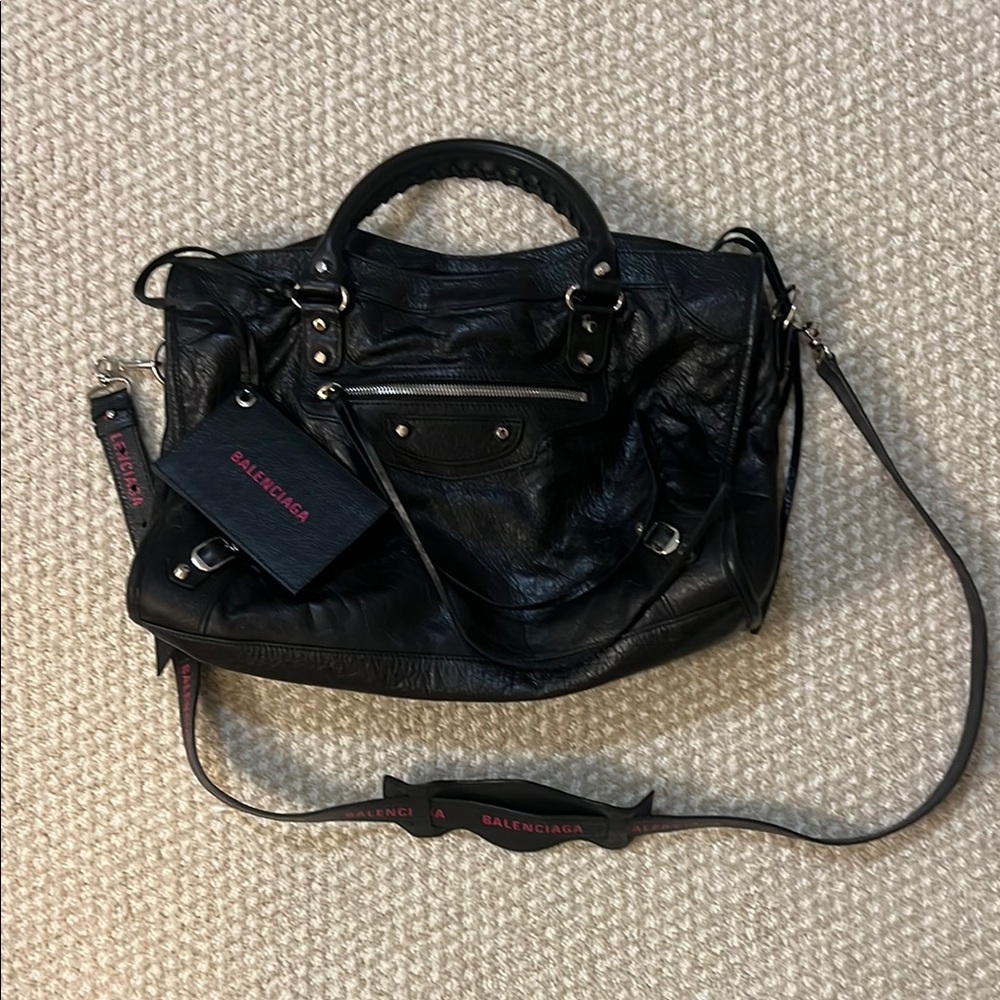 Balenciaga Le City Black Leather Shoulder Bag